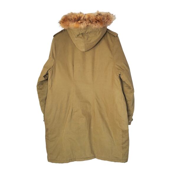 A.P.C. Rue Madame Paris Quilted Racoon Fur Hooded Parka Jacket Green Size Large - Picture 2 of 10
